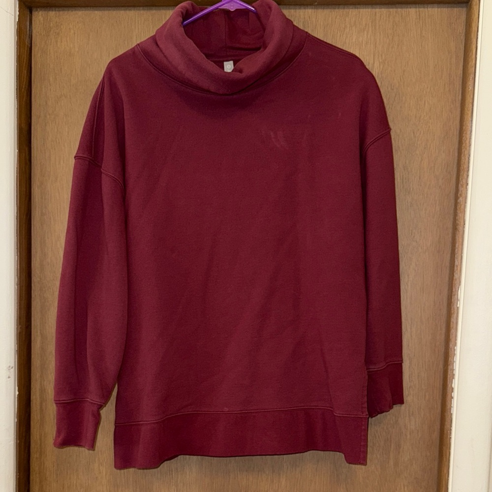 Athleta 24/7 Funnel Neck Sweatshirt Maroon Large - Picture 1 of 4